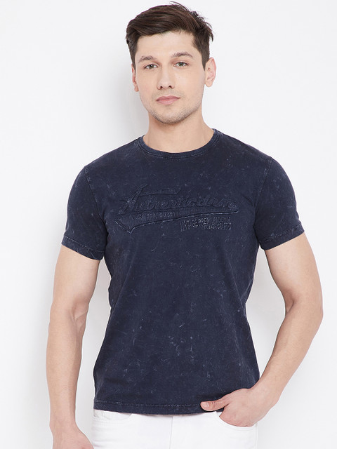 

Duke Men Blue Appliqued Round Neck T-shirt
