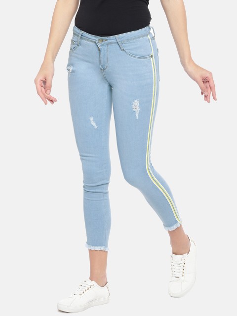 

Kraus Jeans Women K4050 Blue Skinny Fit Mid-Rise Mildly Distressed Jeans
