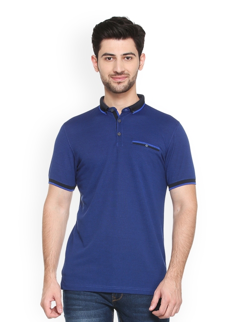 

Peter England Casuals Men Blue Solid Polo Collar T-shirt