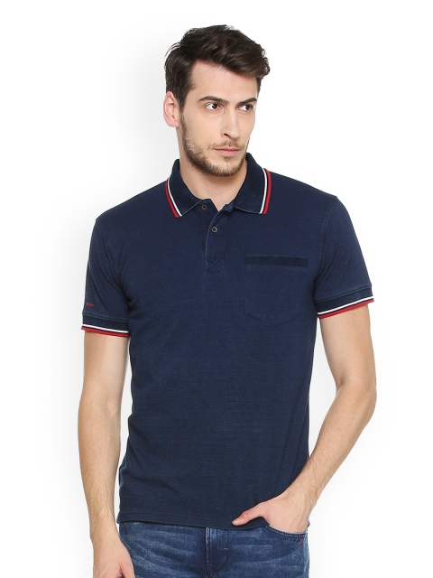 

Peter England Casuals Men Navy Blue Solid Polo Collar T-shirt