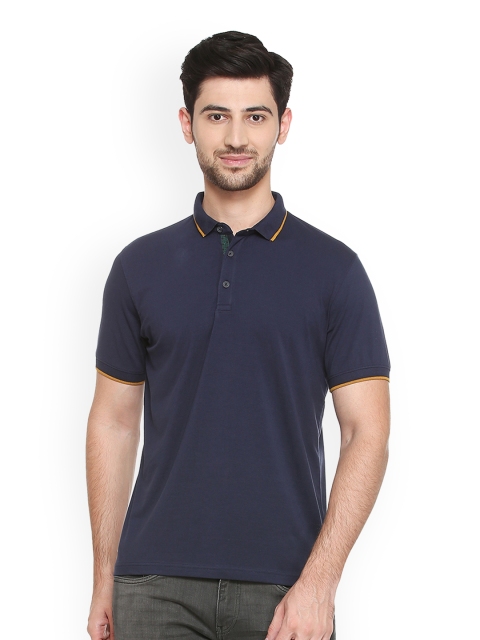 

Peter England Casuals Men Navy Blue Solid Polo Collar T-shirt
