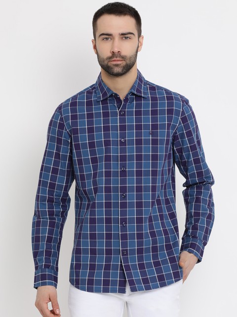 

United Colors of Benetton Men Blue Regular Fit Checked Casual Shirt