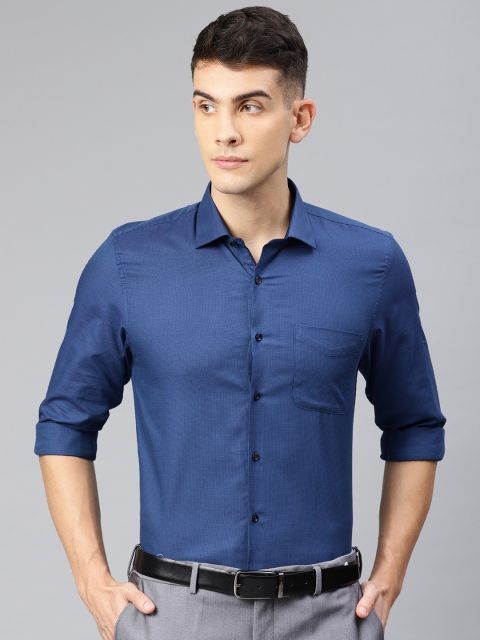 

Peter England Men Blue Slim Fit Self Design Formal Shirt