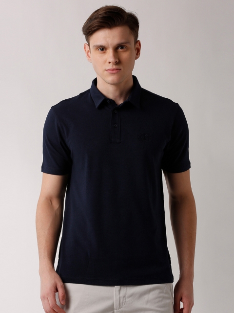 

Peter England Casuals Men Navy Blue Solid Polo Collar T-shirt