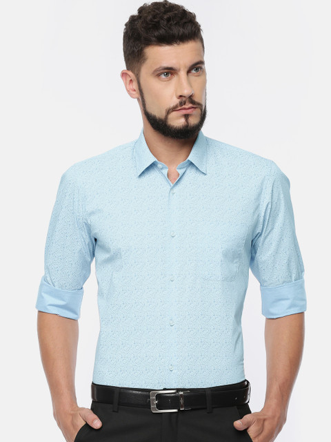 

Peter England Men Blue & White Slim Fit Printed Formal Shirt