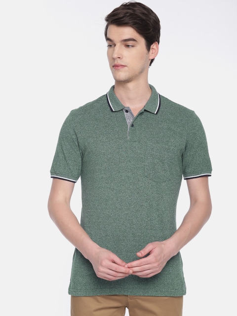 

Peter England Casuals Men Green Solid Polo Collar T-shirt