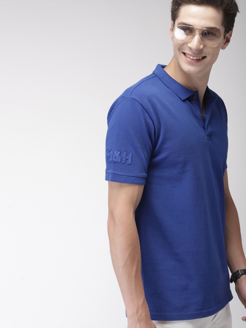 

Mast & Harbour Men Blue Solid Polo Collar T-shirt