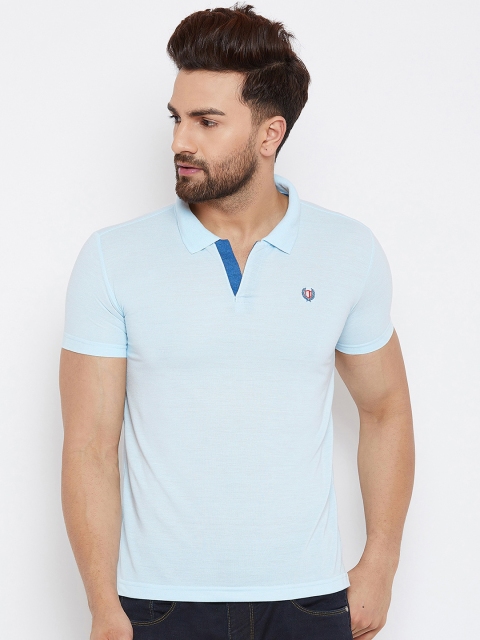 

Duke Men Blue Solid Polo Collar T-shirt