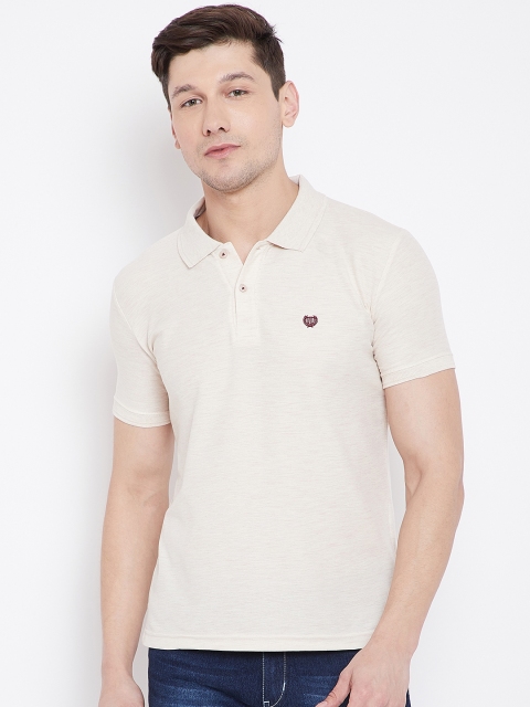 

Duke Men Beige Solid Polo Collar T-shirt