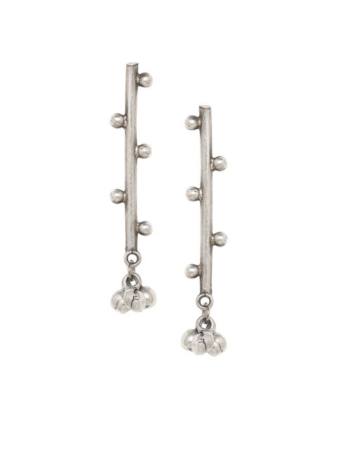 

Voylla Silver-Plated Oxidised Classic Drop Earrings