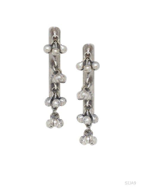

Voylla Oxidised Silver-Plated Contemporary Drop Earrings