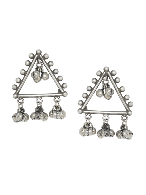 

Voylla Silver-Toned Contemporary Drop Earrings