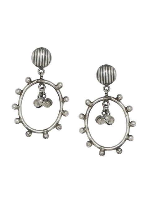 

Voylla Silver-Toned Oval Drop Earrings