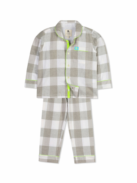 

Cherry Crumble Unisex Grey Checked Night suit