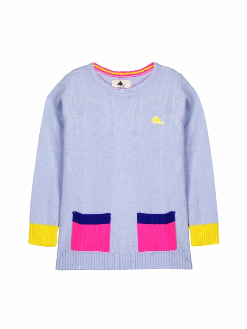 

Cherry Crumble Girls Blue Solid Sweater