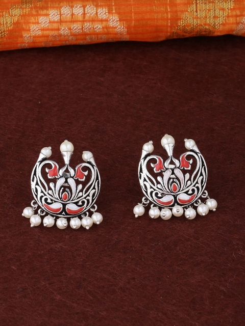 

Studio Voylla Silver-Toned Contemporary Studs
