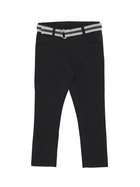 

Pantaloons Junior Boys Black Regular Fit Solid Regular Trousers