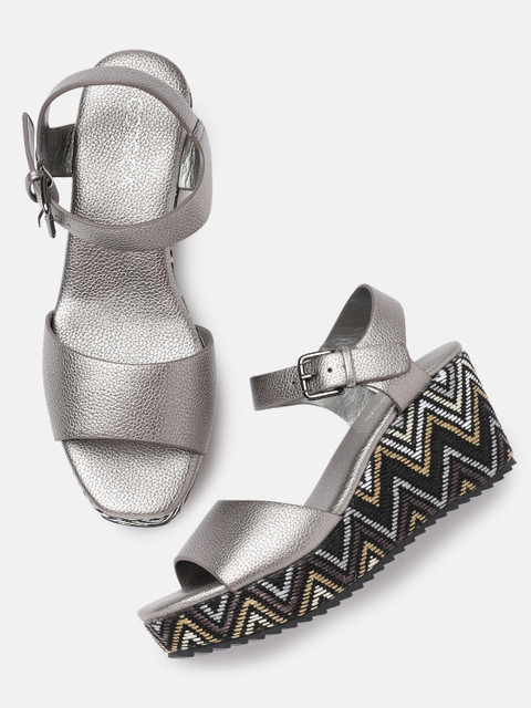

CORSICA Women Silver-Toned Solid Sandals