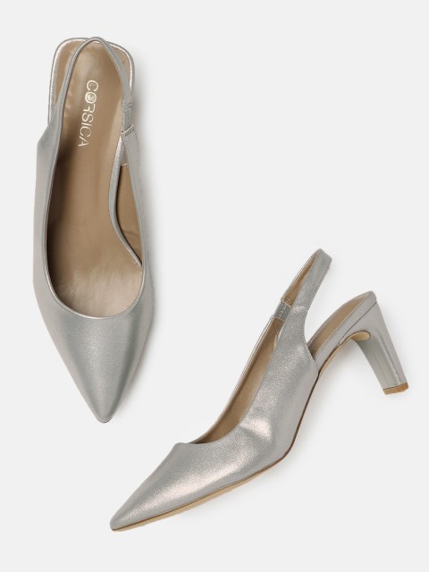

CORSICA Women Silver-Toned Solid Pumps