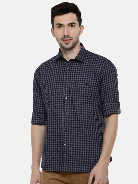 

Van Heusen Men Blue & Black Slim Fit Checked Casual Shirt