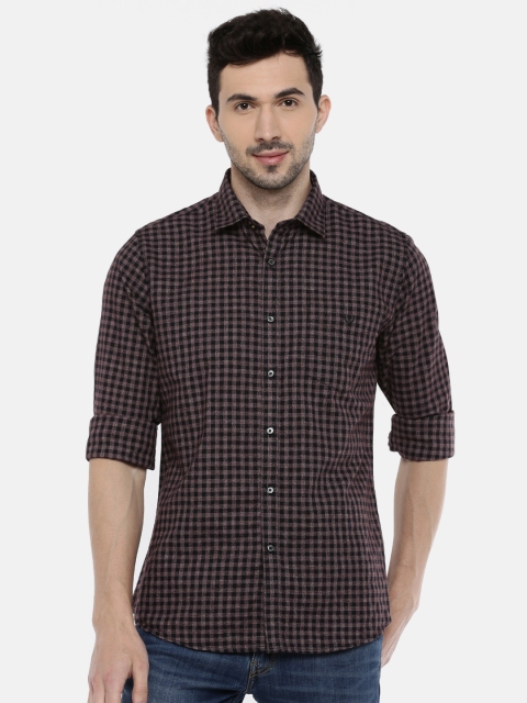 

Van Heusen Men Brown & Black Slim Fit Checked Casual Shirt
