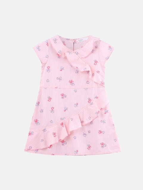 

Beebay Girls Pink Printed Fit and Flare Dress