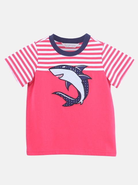 

Beebay Boys Pink & White Striped Round Neck T-shirt