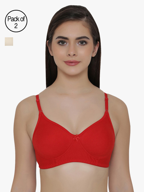

Clovia Pack Of 2 Bra, Red