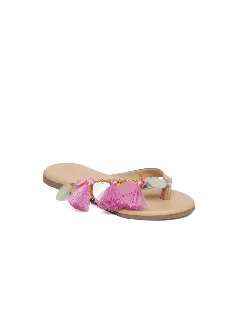 

Aria Nica Girls Gold-Toned Leather Open Toe Flats