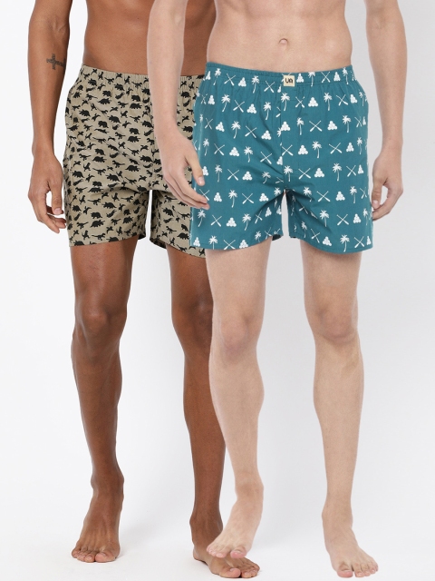 

Urban Dog Mens Pack of 2 Printed Boxers UDBX109_UDBX110, Brown