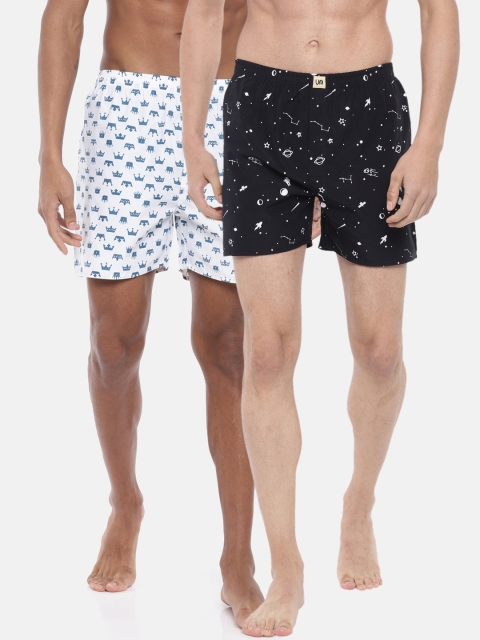 

Urban Dog Mens Pack of 2 Printed Boxers UDBX105_UDBX106, Black