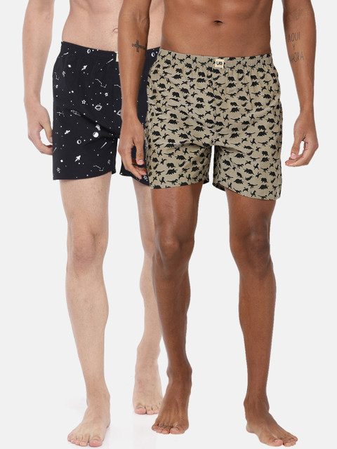 

Urban Dog Mens Pack of 2 Printed Boxers UDBX105_UDBX109, Black