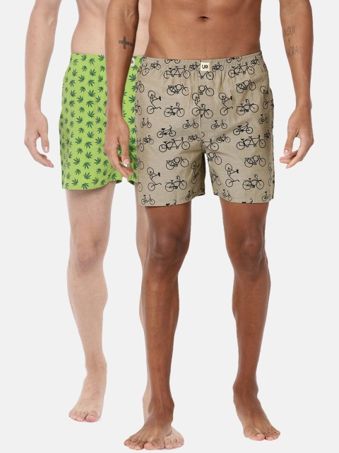 

Urban Dog Mens Pack of 2 Printed Boxers UDBX103_UDBX112, Green