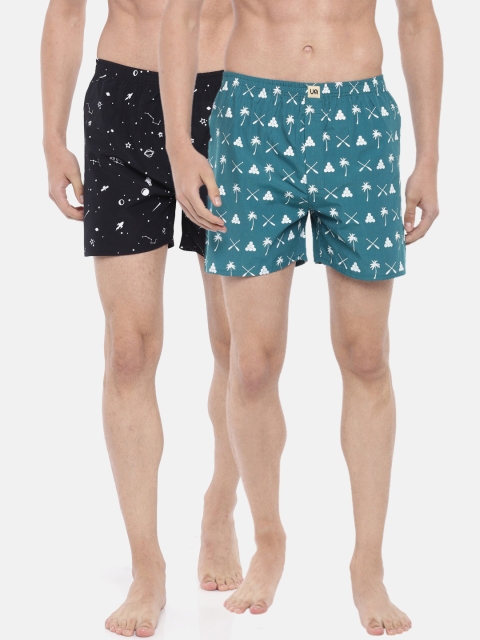 

Urban Dog Mens Pack of 2 Printed Boxers UDBX105_UDBX110, Black