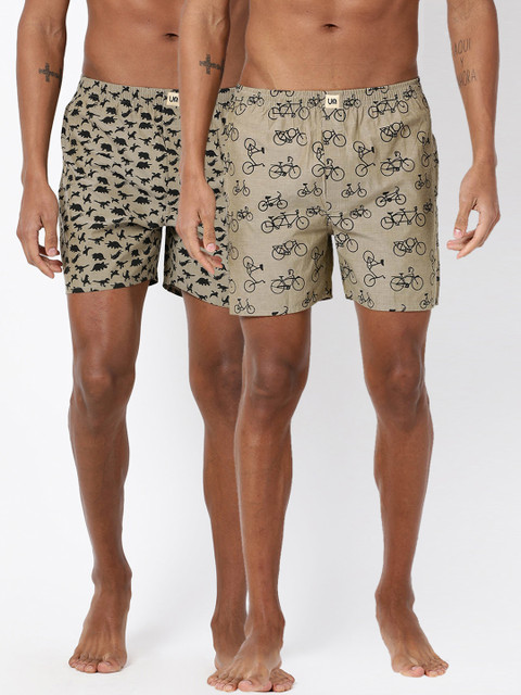 

Urban Dog Mens Pack of 2 Printed Boxers UDBX109_UDBX112, Brown