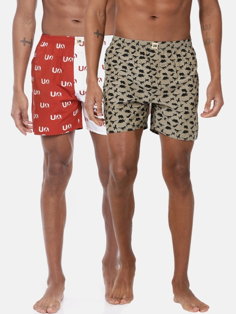 

Urban Dog Mens Pack of 2 Printed Boxers UDBX109_UDBX111, Brown