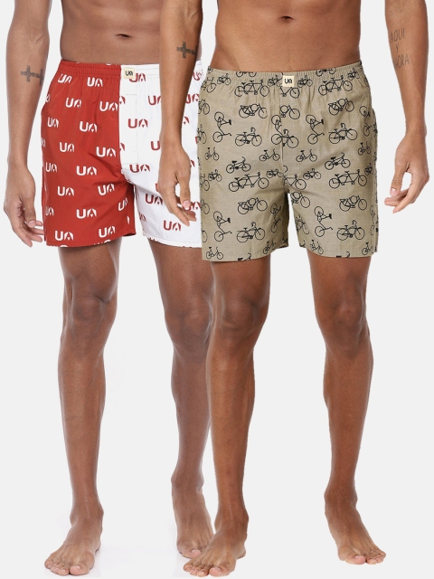 

Urban Dog Mens Pack of 2 Printed Boxers UDBX111_UDBX112, Multi