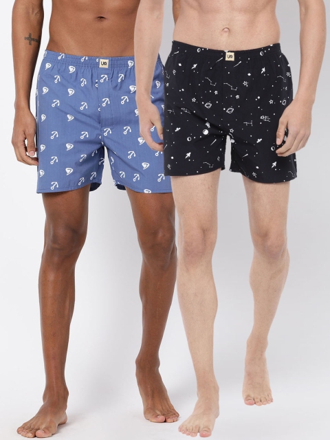 

Urban Dog Mens Pack of 2 Printed Boxers UDBX99_UDBX105, Blue