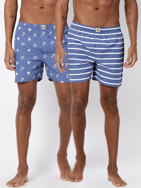 

Urban Dog Mens Pack of 2 Printed Boxers UDBX99_UDBX102, Blue