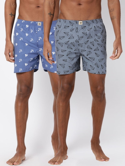 

Urban Dog Mens Pack of 2 Printed Boxers UDBX99_UDBX107, Blue