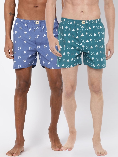 

Urban Dog Mens Pack of 2 Printed Boxers UDBX99_UDBX110, Blue
