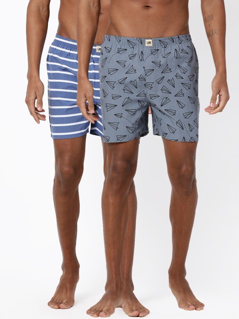

Urban Dog Men Pack of 2 Printed Boxers UDBX102_UDBX107, Blue