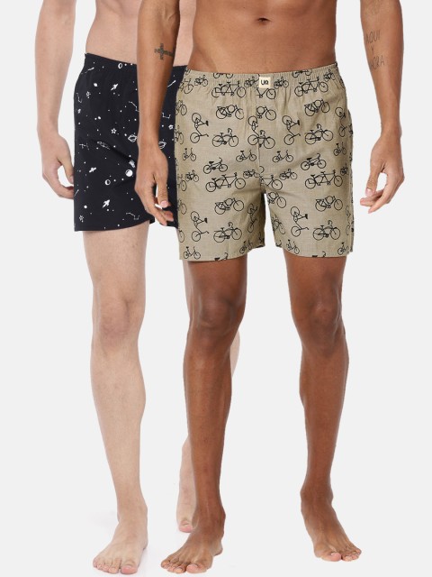 

Urban Dog Mens Pack of 2 Printed Boxers UDBX105_UDBX112, Black