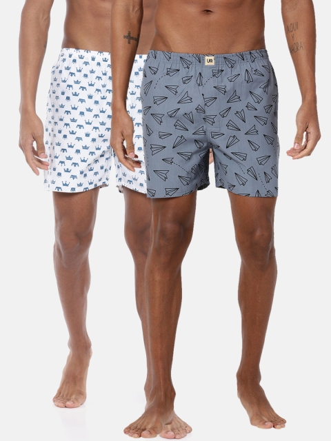 

Urban Dog Mens Pack of 2 Printed Boxers UDBX106_UDBX107-, White