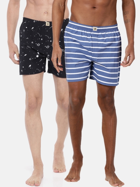 

Urban Dog Men Pack of 2 Printed Boxers UDBX102_UDBX105, Blue