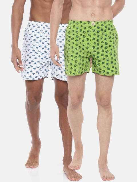 

Urban Dog Mens Pack of 2 Printed Boxers UDBX103_UDBX106, Green