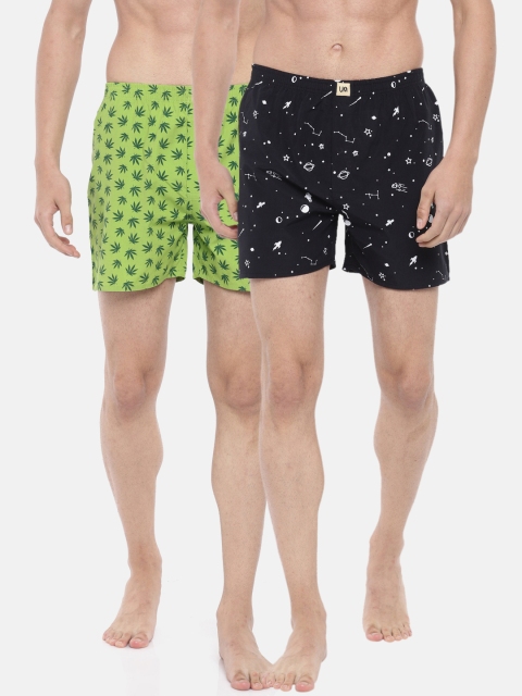 

Urban Dog Mens Pack of 2 Printed Boxers UDBX103_UDBX105, Green