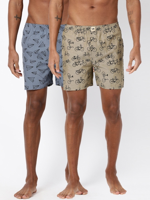 

Urban Dog Mens Pack of 2 Printed Boxers UDBX107_UDBX112, Grey