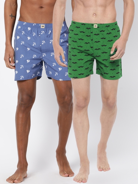 

Urban Dog Mens Pack of 2 Printed Boxers UDBX99_UDBX111, Blue