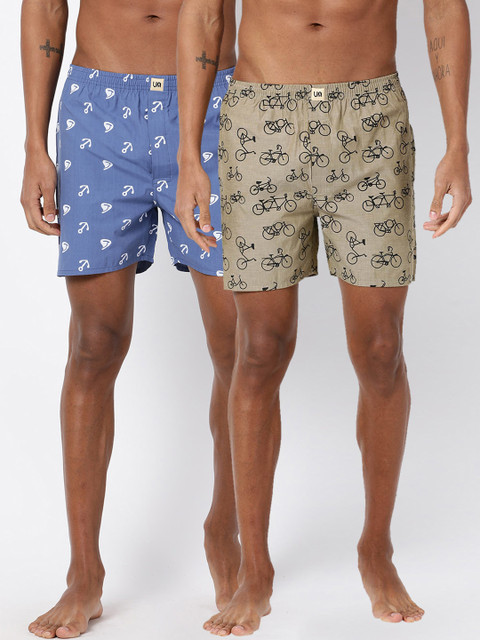 

Urban Dog Mens Pack of 2 Printed Boxers UDBX99_UDBX112, Blue